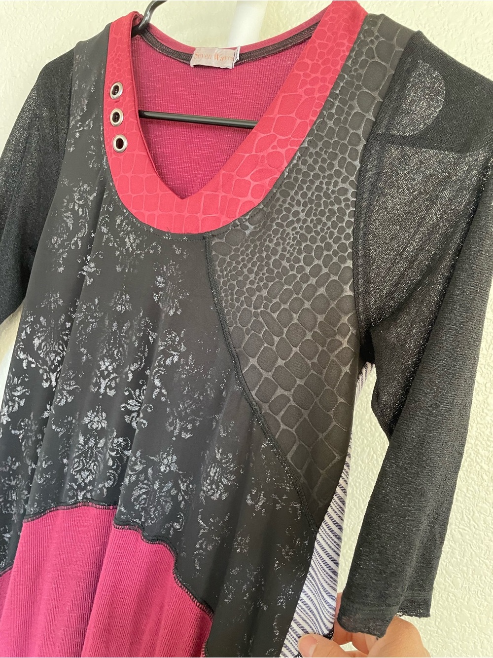 Seven Waves Whimsygoth Mixed Media Patchwork Lagenlook Indie Tunic Dress Medium - Picture 5 of 8